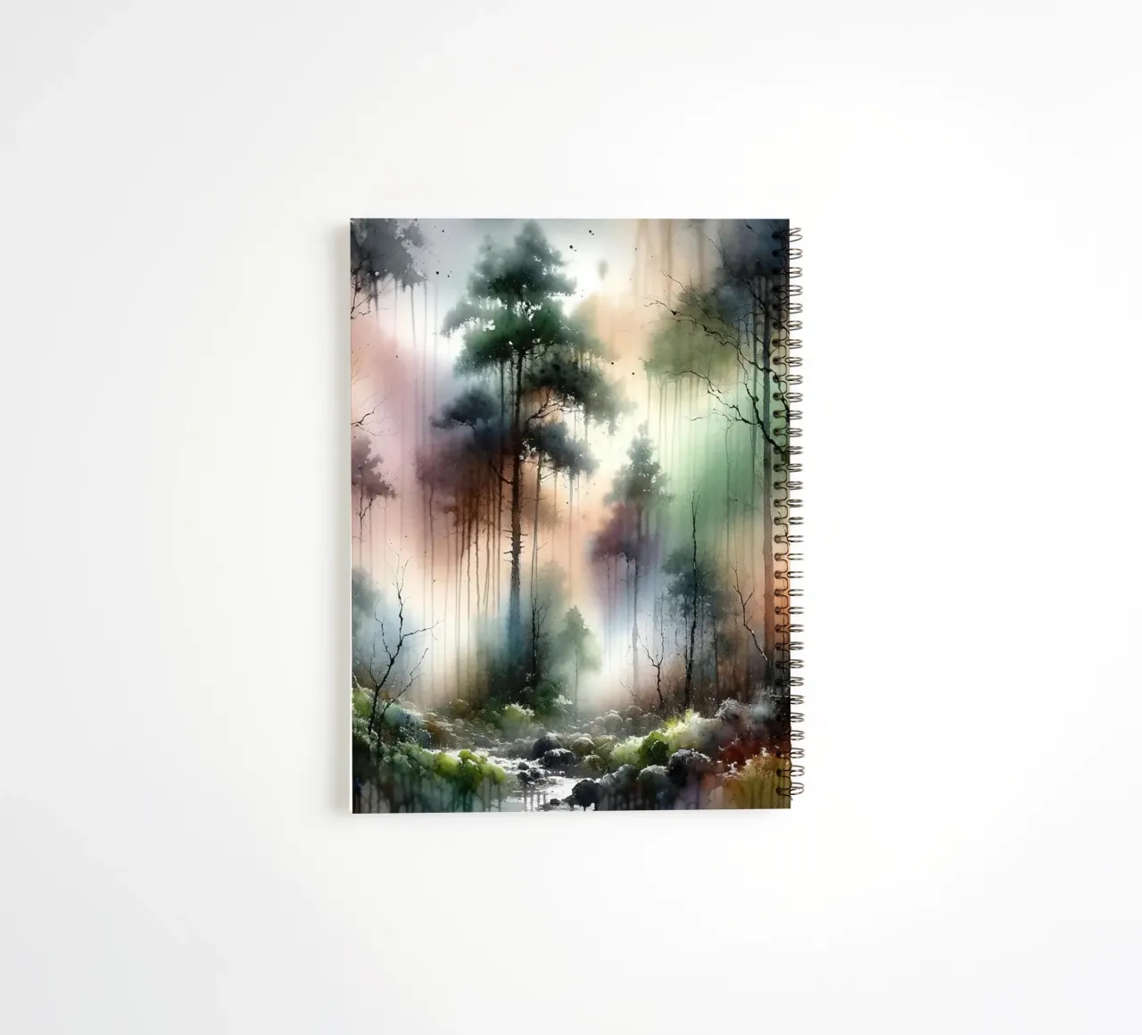 Mysterious Forest Enveloped in Thick Fog spiral notebook by Chromatic Fusion Studio