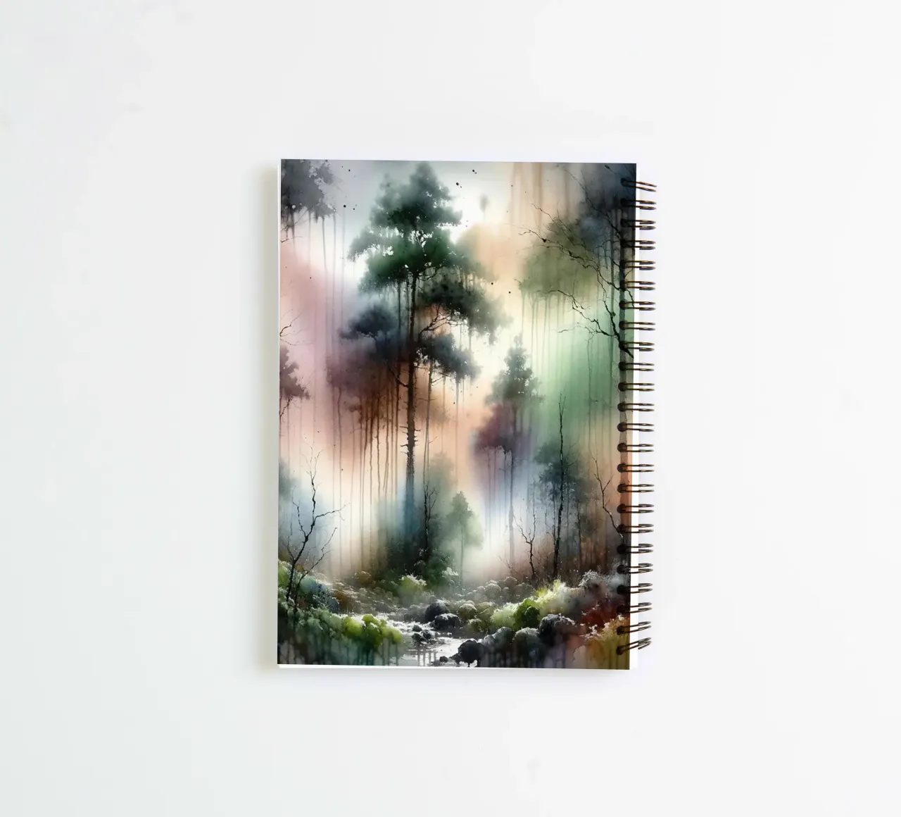 Mysterious Forest Enveloped in Thick Fog spiral notebook by Chromatic Fusion Studio