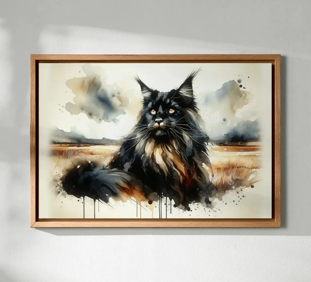 Mystical Cat in the Wild canvas with Floater frame by Chromatic Fusion Studio