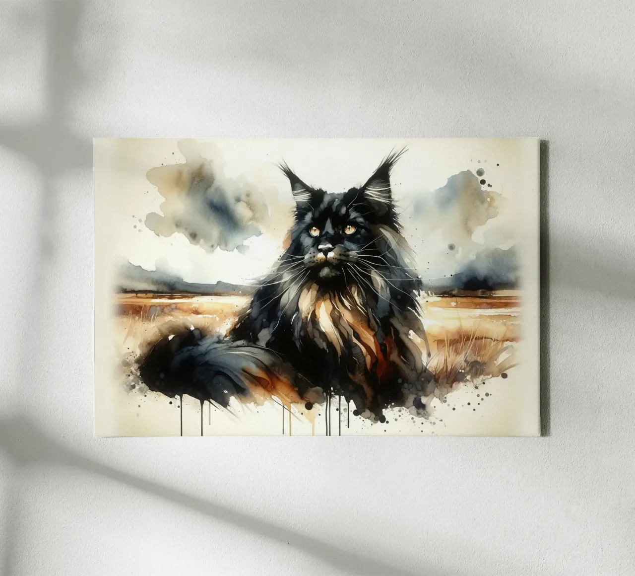 Mystical Cat in the Wild canvas with Floater frame by Chromatic Fusion Studio