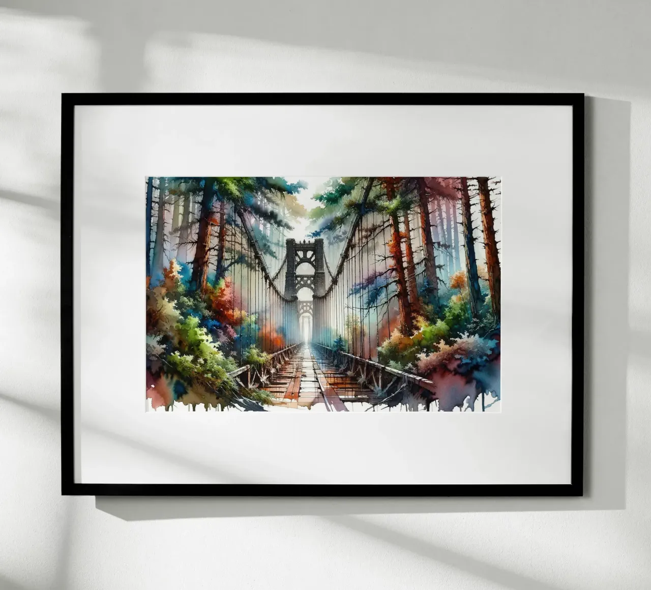 Ponte della foresta mistica poster con telaio in alluminio da Chromatic Fusion Studio