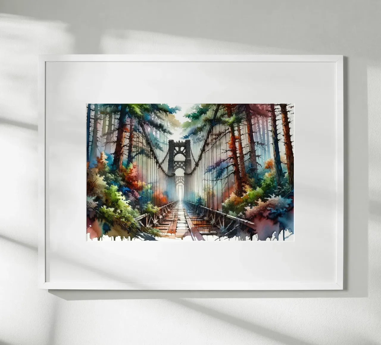 Ponte della foresta mistica poster con telaio in alluminio da Chromatic Fusion Studio