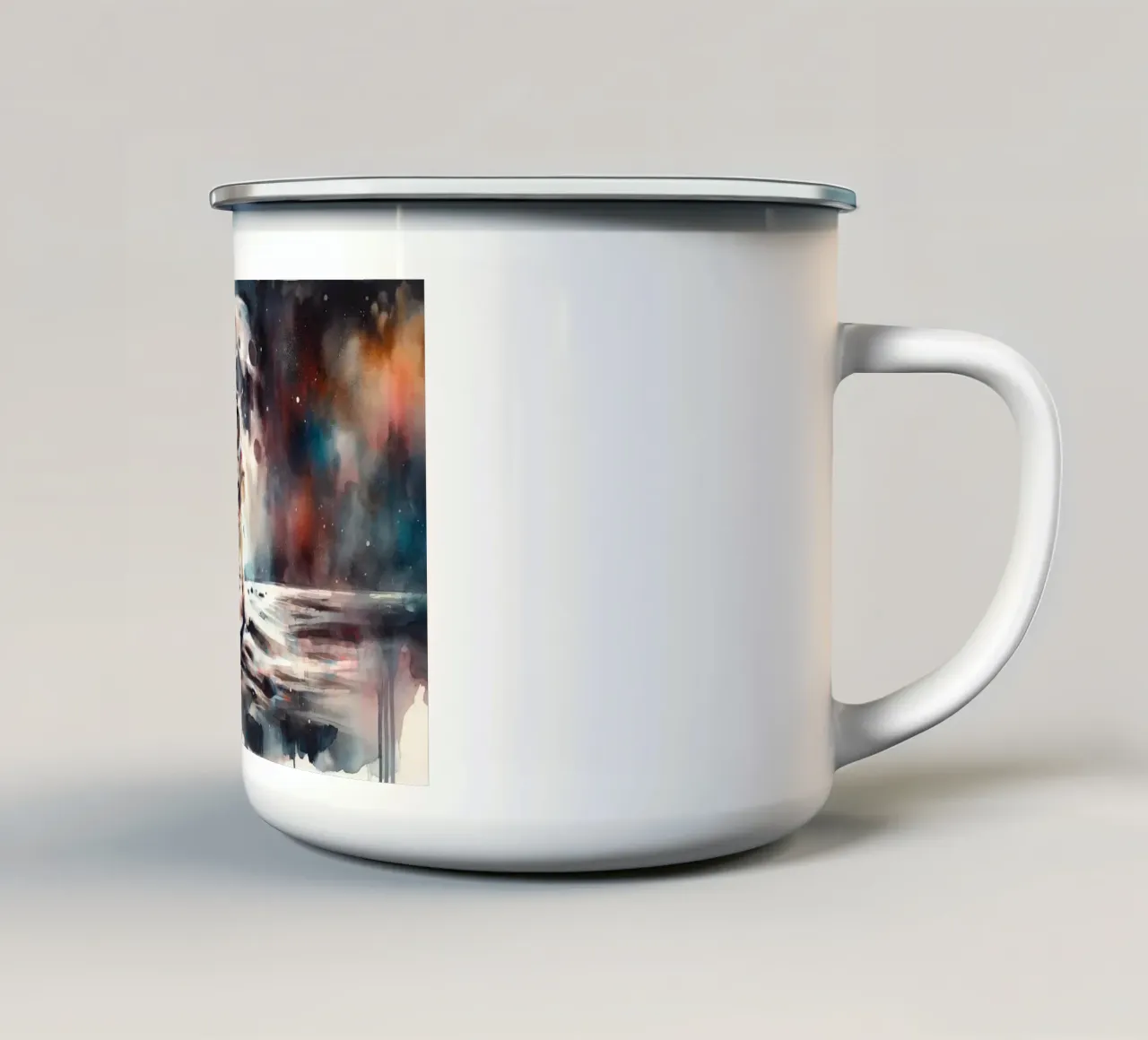 Un grande salto nell'acquerello tazza in smalto da Chromatic Fusion Studio