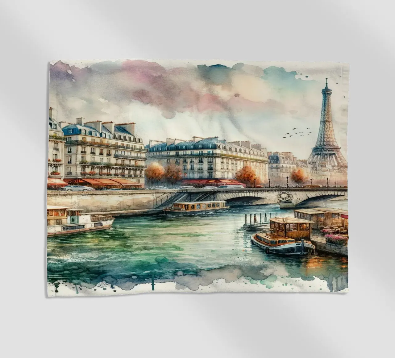 Scena fluviale parigina con Torre Eiffel telo mare da Chromatic Fusion Studio
