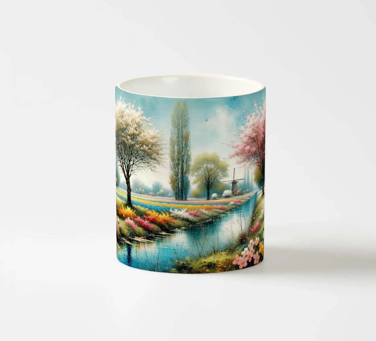 Paesaggio primaverile pastello tazza in ceramica da Chromatic Fusion Studio