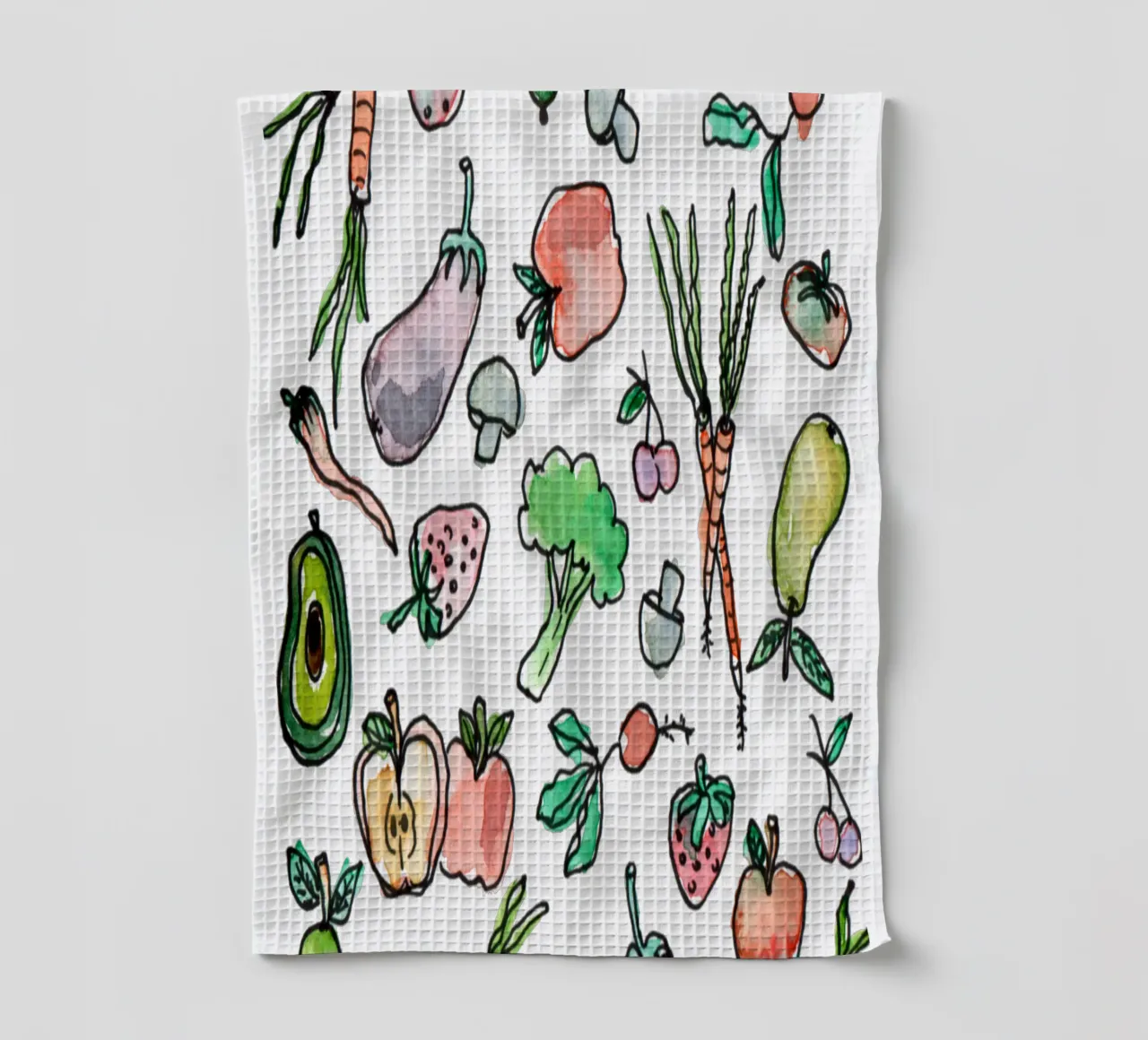 Fruits and Veggies tea towel by KP Design