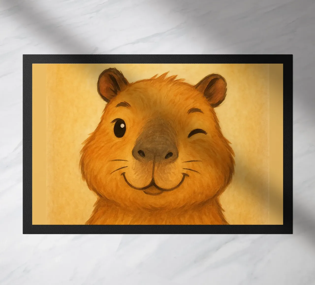 Adorabile arte del capibara ammiccante zerbino da flufftee
