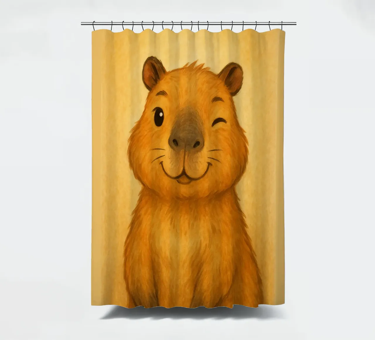 Bezaubernde zwinkernde Capybara-Kunst Duschvorhang von flufftee