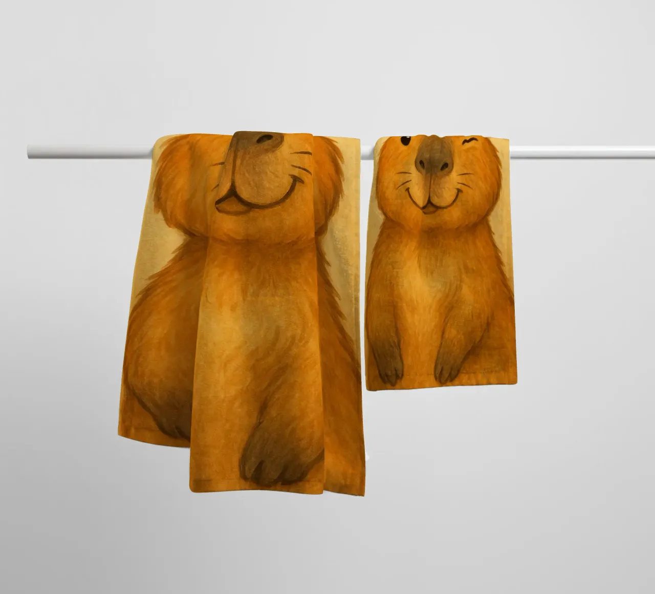 Bezaubernde zwinkernde Capybara-Kunst Handtuch von flufftee