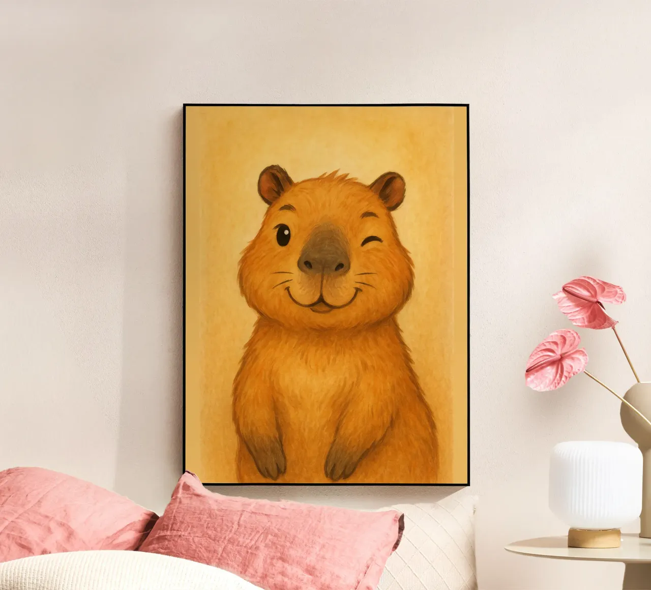 Bezaubernde zwinkernde Capybara-Kunst Acryl-Glas von flufftee