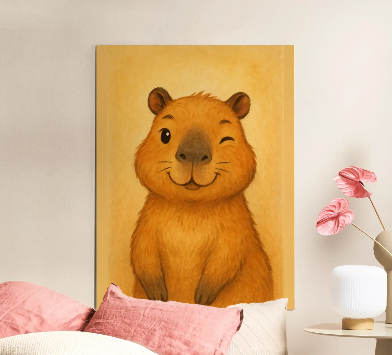 Bezaubernde zwinkernde Capybara-Kunst Poster von flufftee