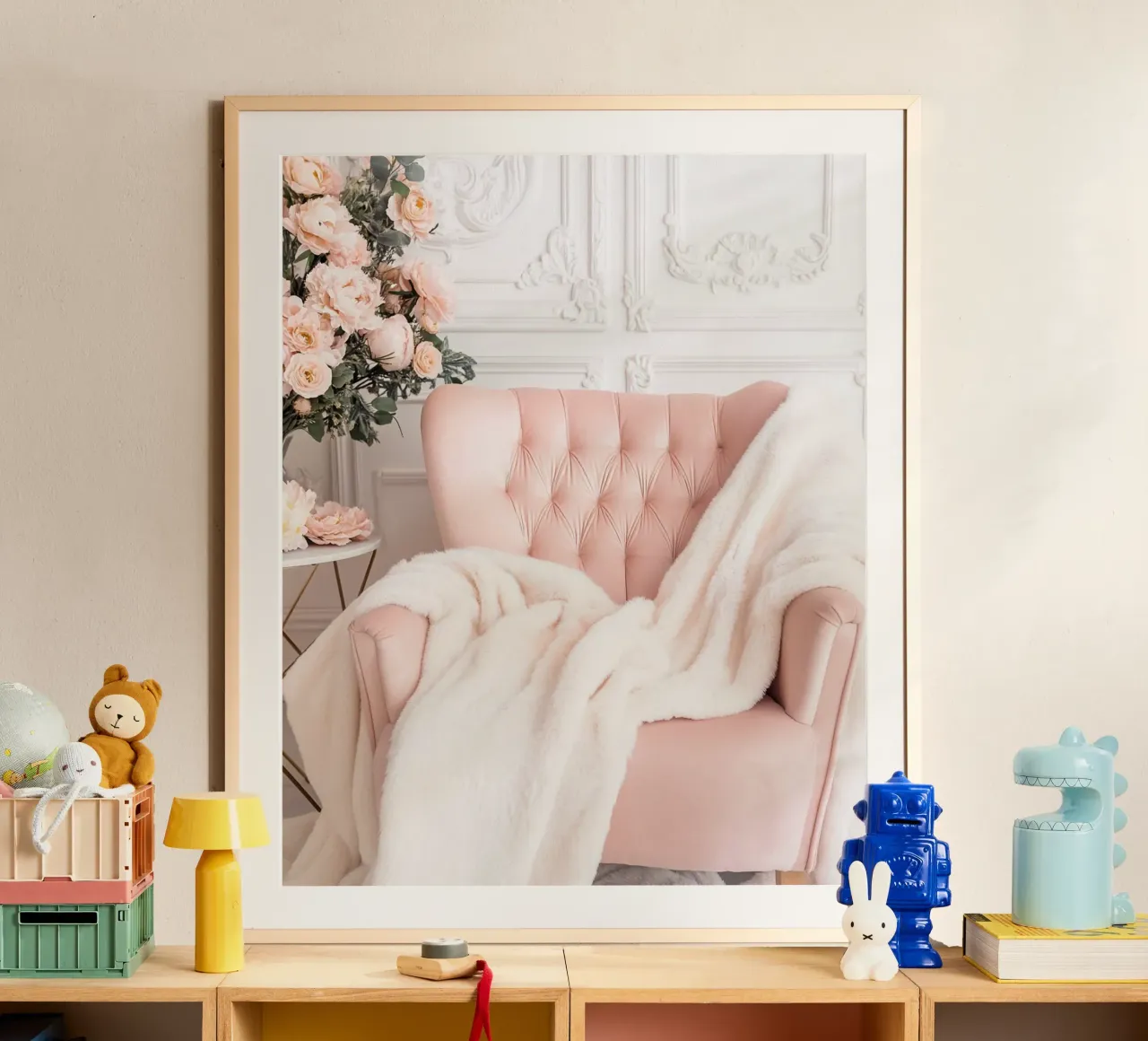 Blush Serenity poster con telaio in alluminio da PhotoVibe Decor