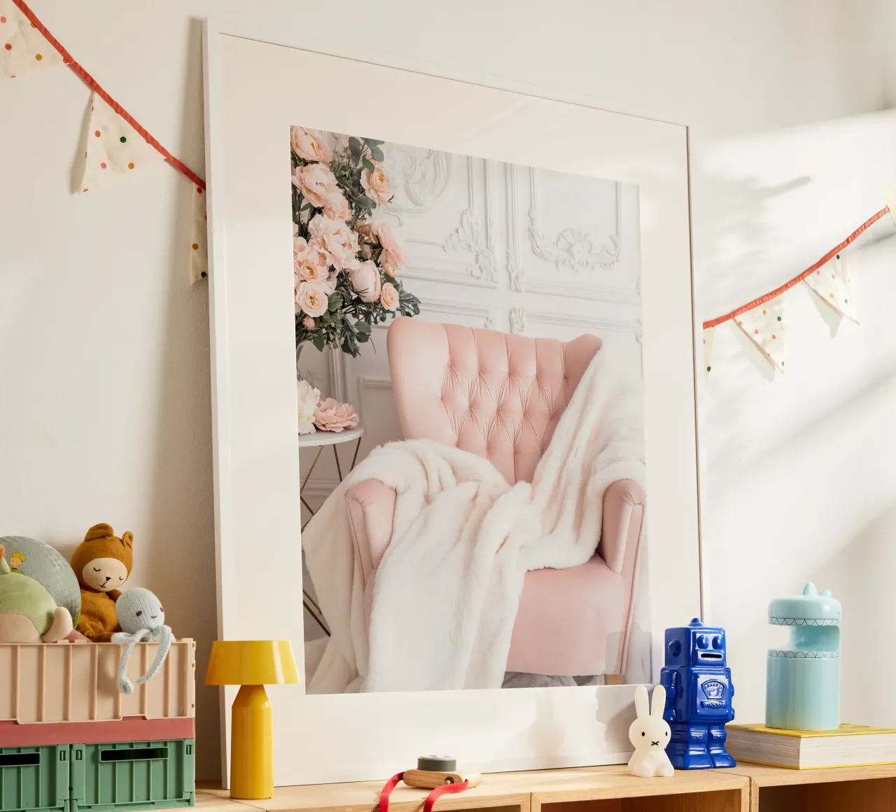 Blush Serenity poster con telaio in alluminio da PhotoVibe Decor