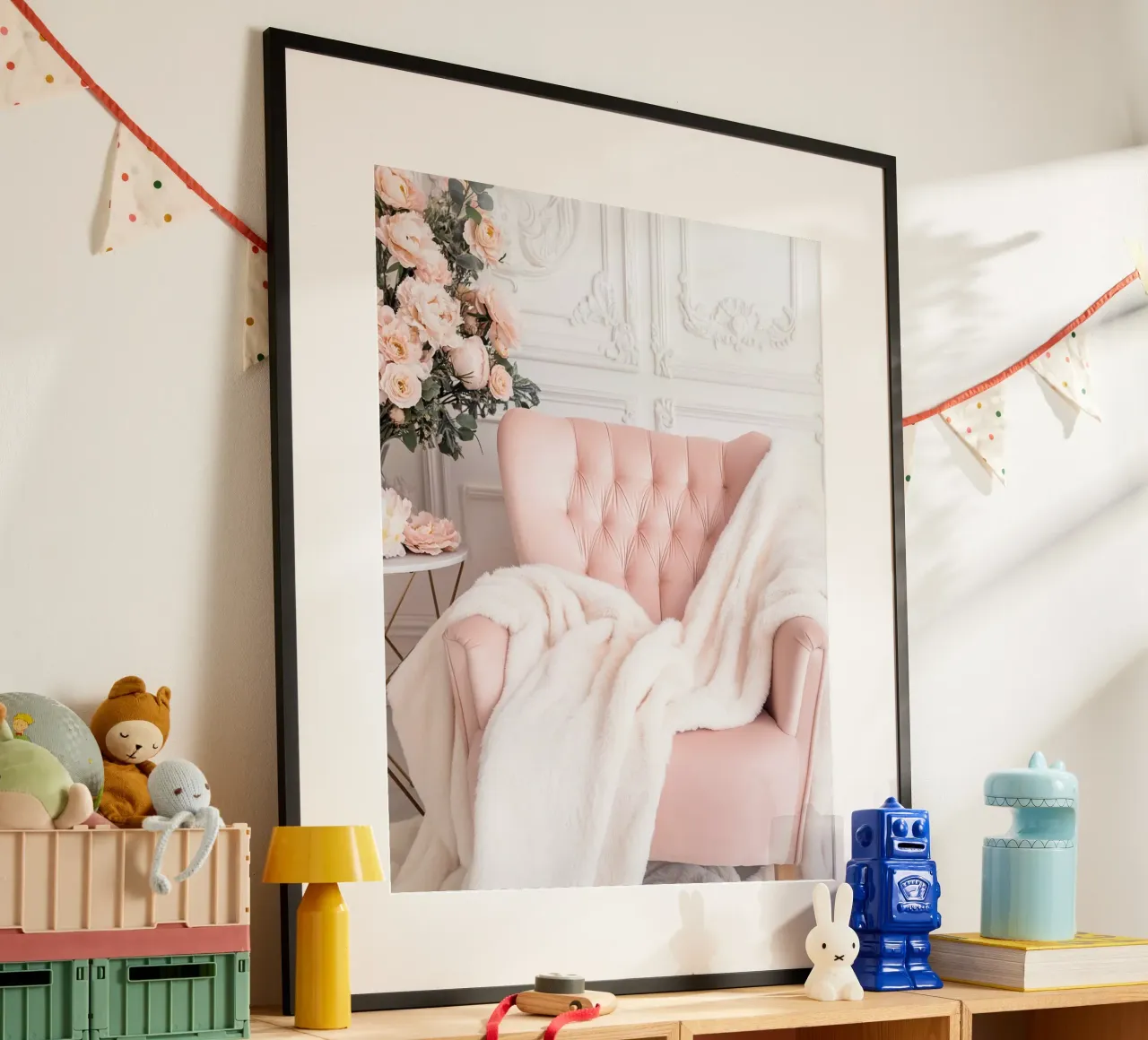 Blush Serenity poster con telaio in alluminio da PhotoVibe Decor