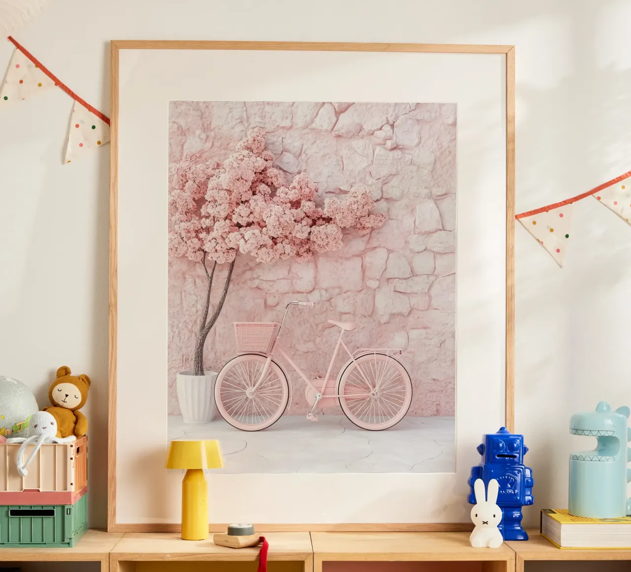 Blush Serenity poster con telaio in legno da PhotoVibe Decor