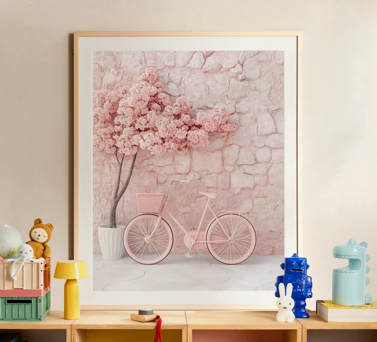Blush Serenity poster con telaio in legno da PhotoVibe Decor