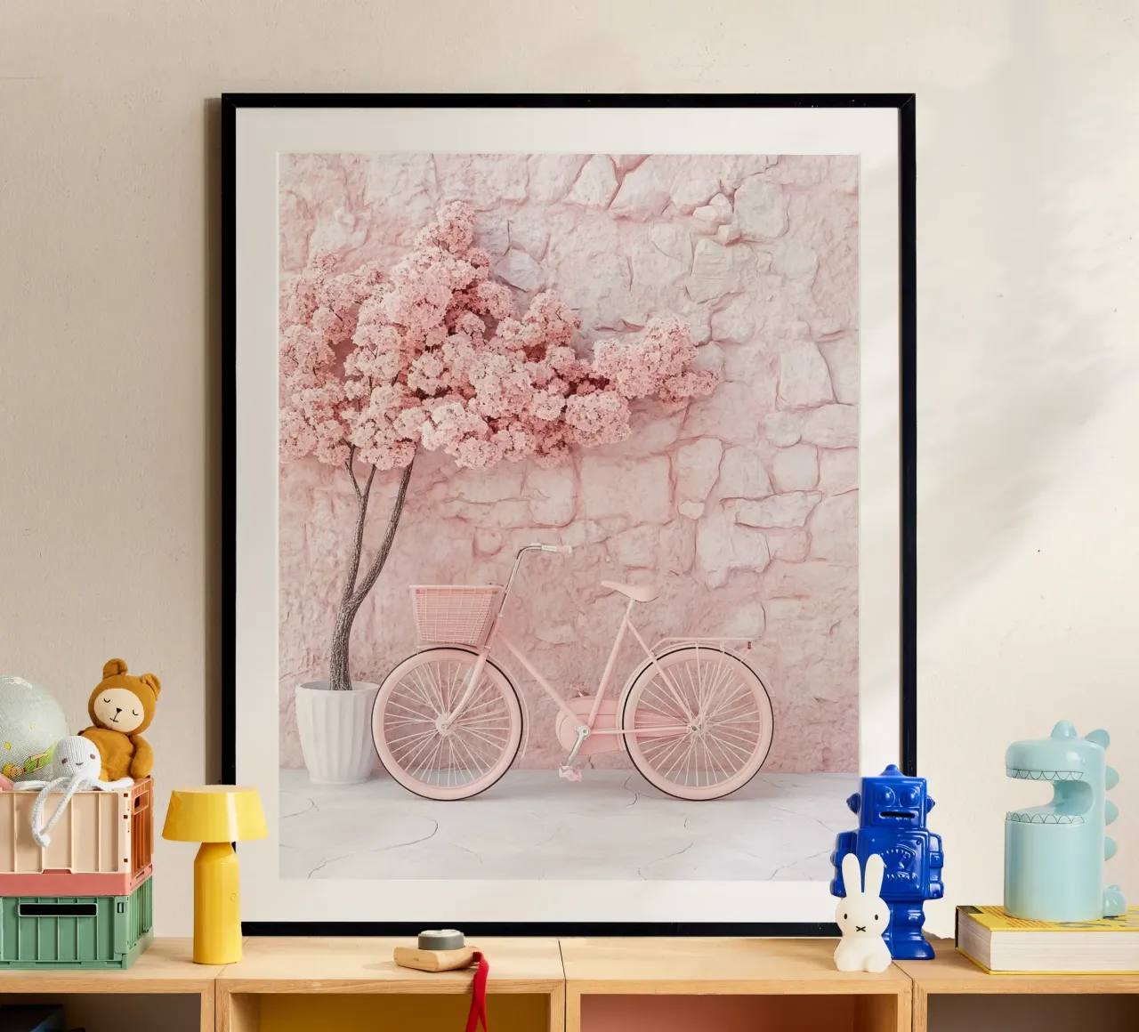 Blush Serenity poster con telaio in legno da PhotoVibe Decor