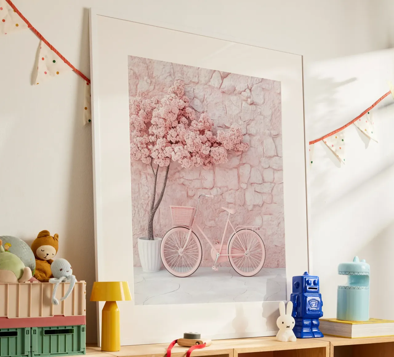 Blush Serenity poster con telaio in legno da PhotoVibe Decor
