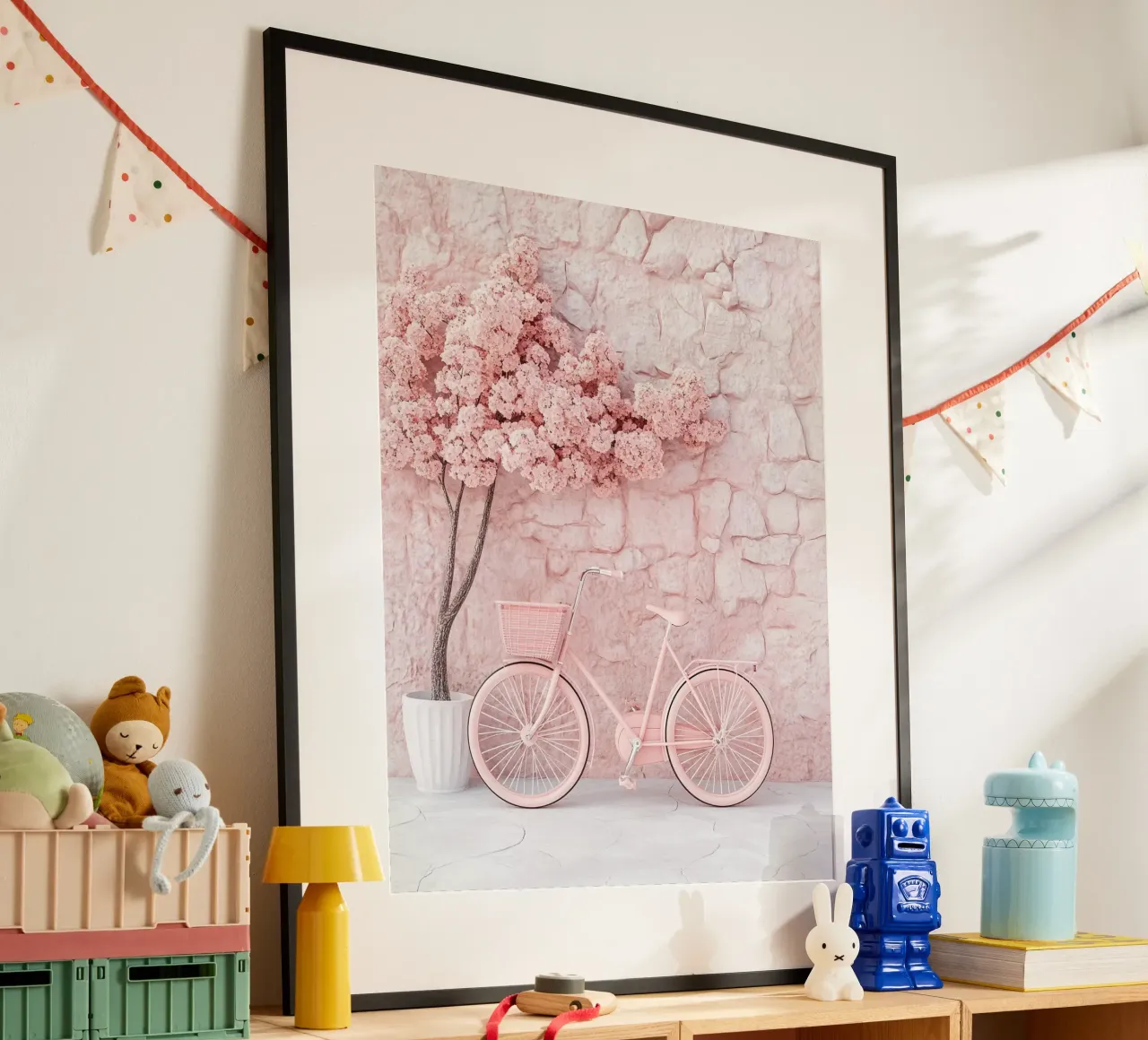 Blush Serenity poster con telaio in legno da PhotoVibe Decor