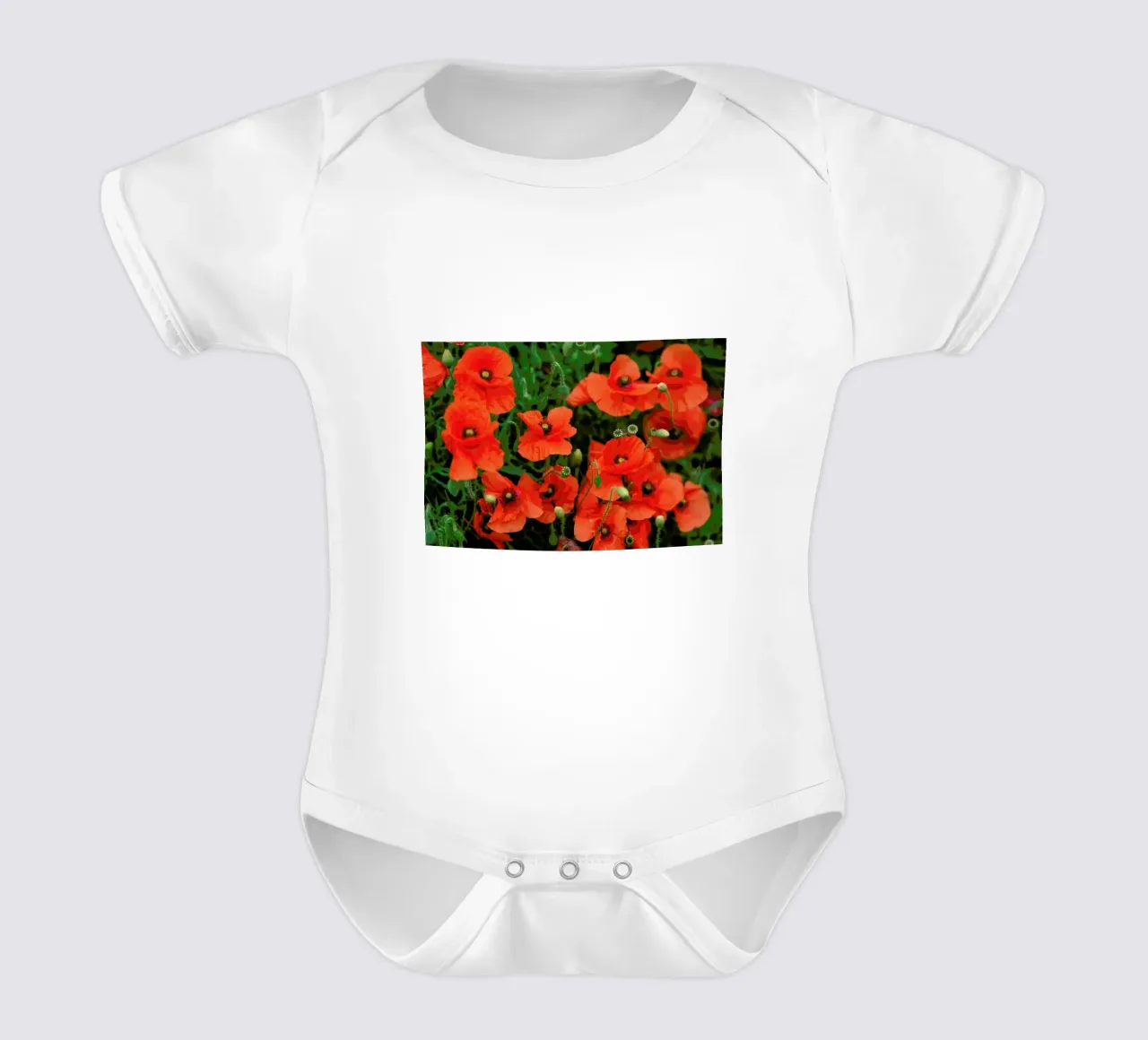 Red poppies body neonato maniche corte da Curious Collections by Marielle Leenders