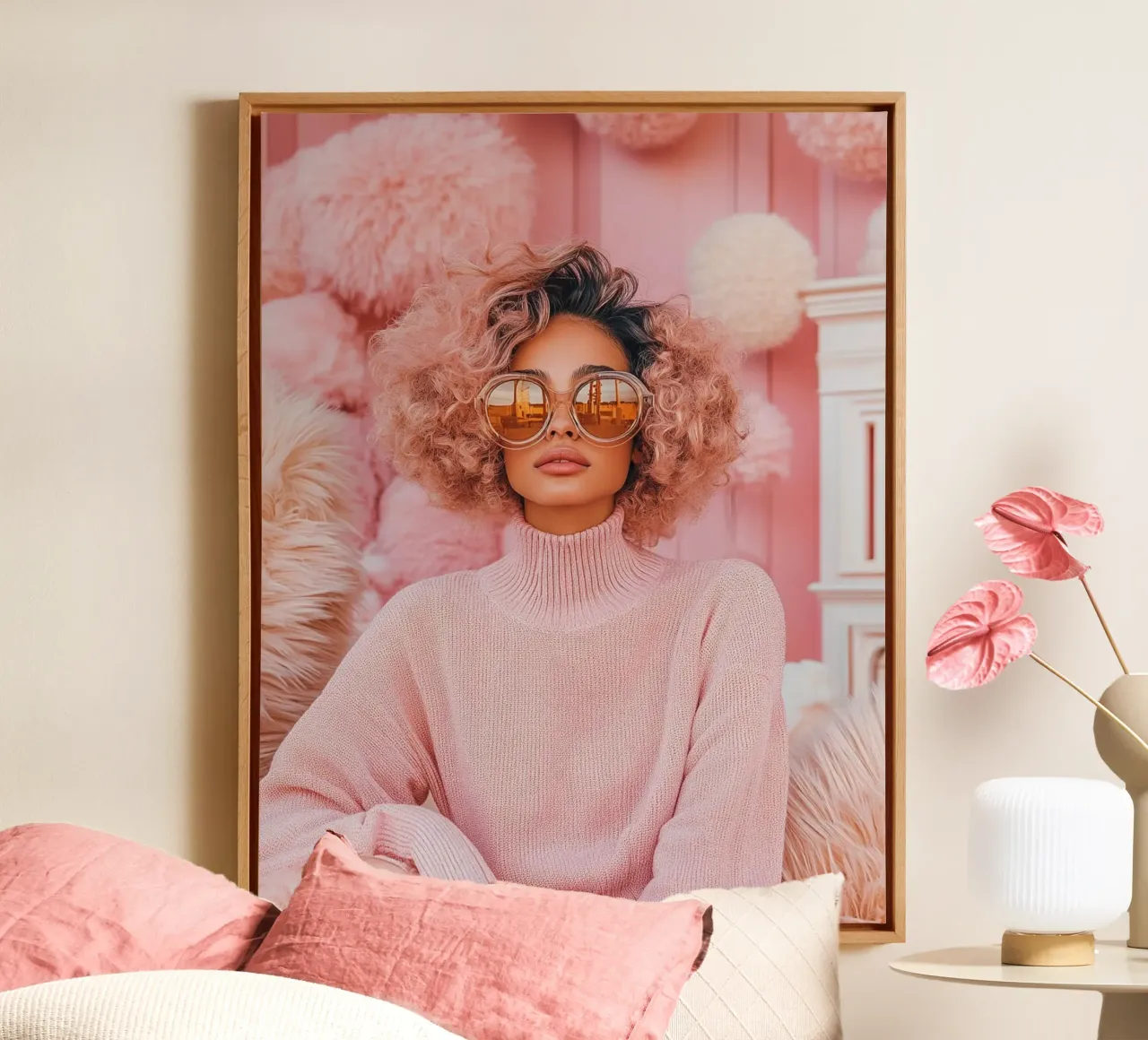 Blush Serenity canvas met Baklijst van PhotoVibe Decor