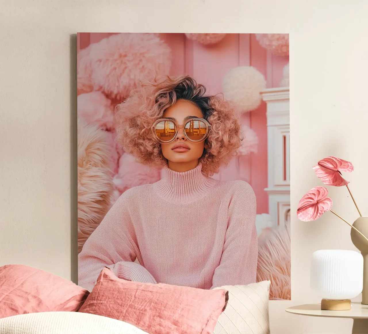 Blush Serenity canvas met Baklijst van PhotoVibe Decor