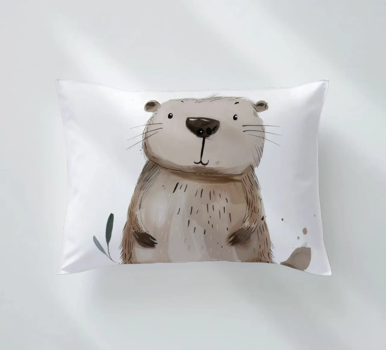 Illustrazione ad acquerello di una marmotta 2 cuscino da DesignDoodle