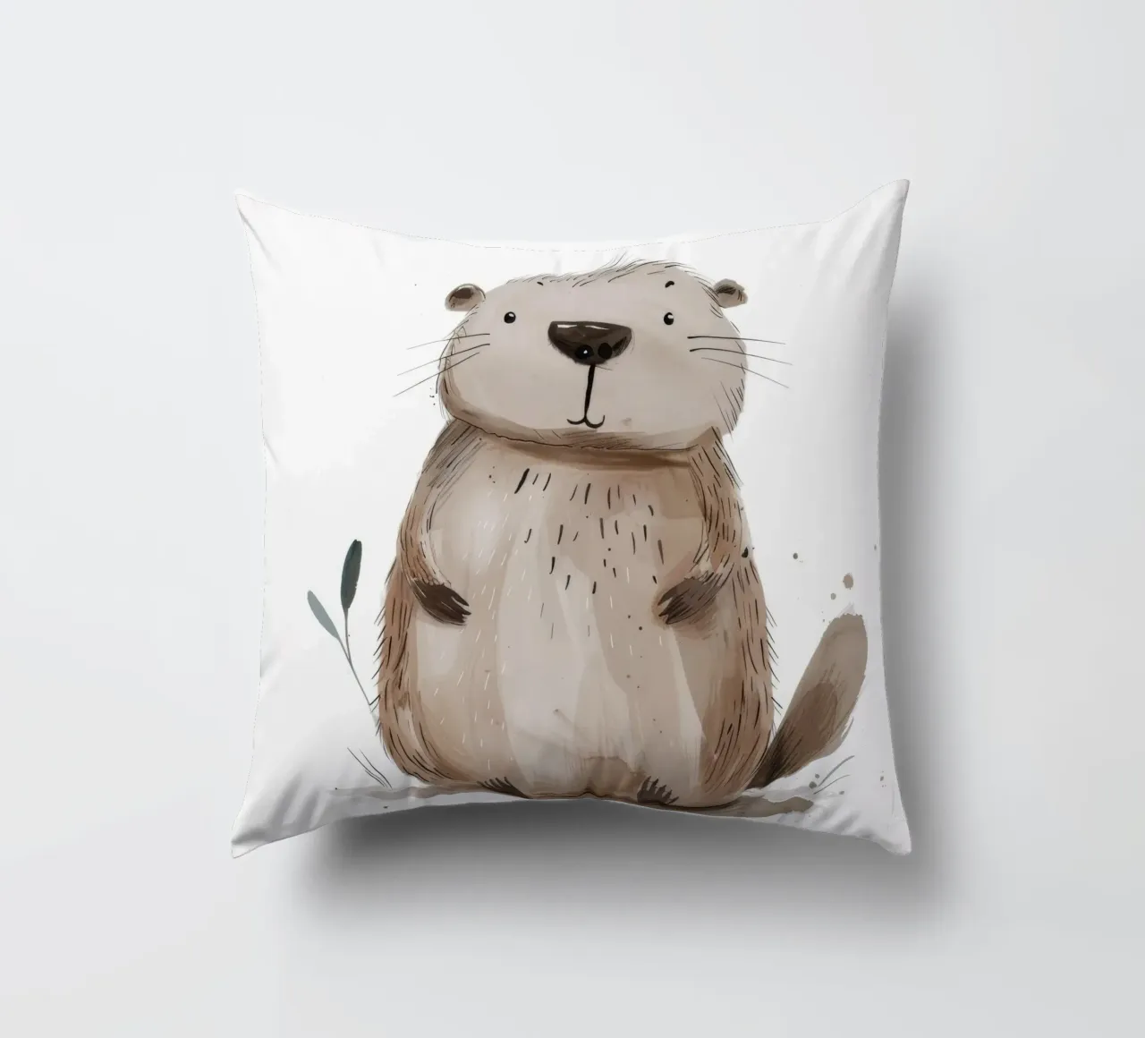 Illustrazione ad acquerello di una marmotta 2 cuscino da DesignDoodle