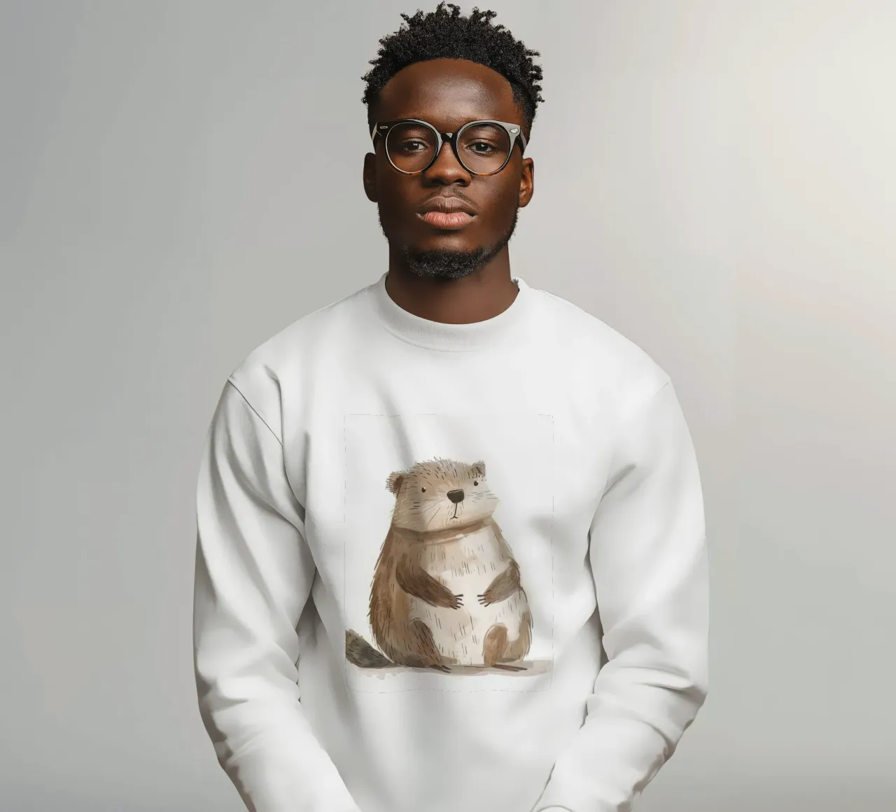 Illustrazione ad acquerello di un animale marmotta 3 felpa da DesignDoodle