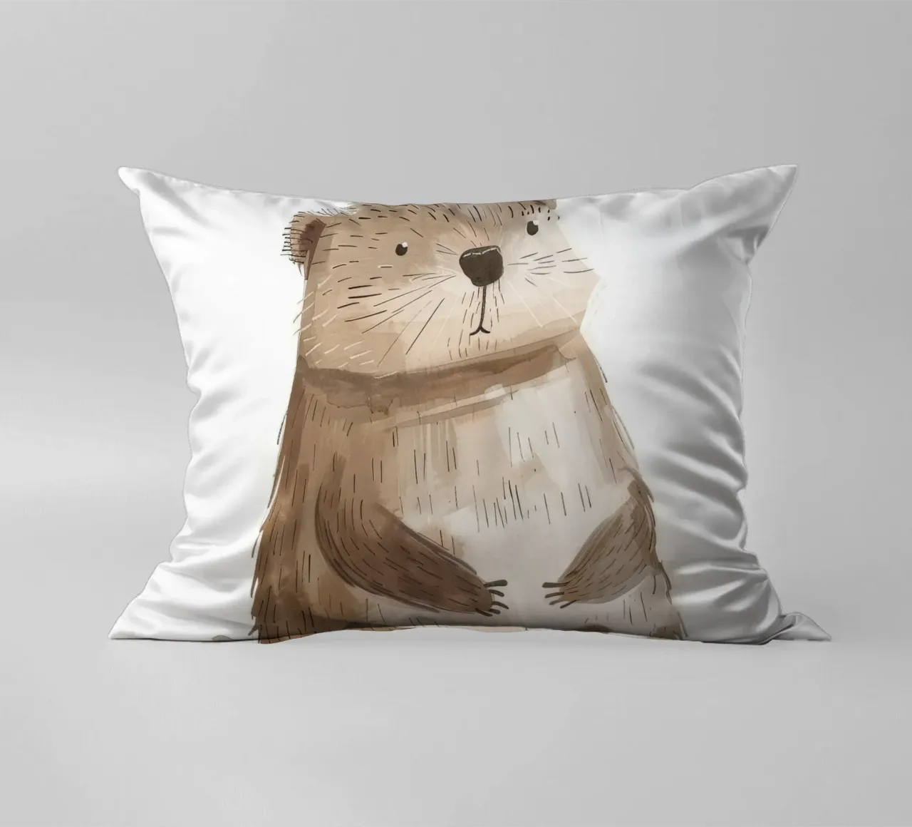 Illustrazione ad acquerello di un animale marmotta 3 cuscino da DesignDoodle