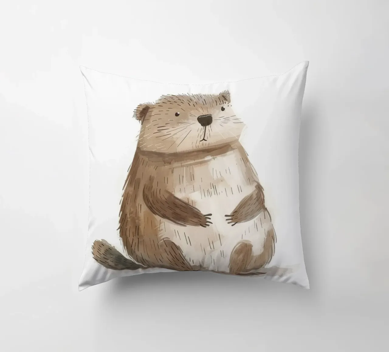 Illustrazione ad acquerello di un animale marmotta 3 cuscino da DesignDoodle