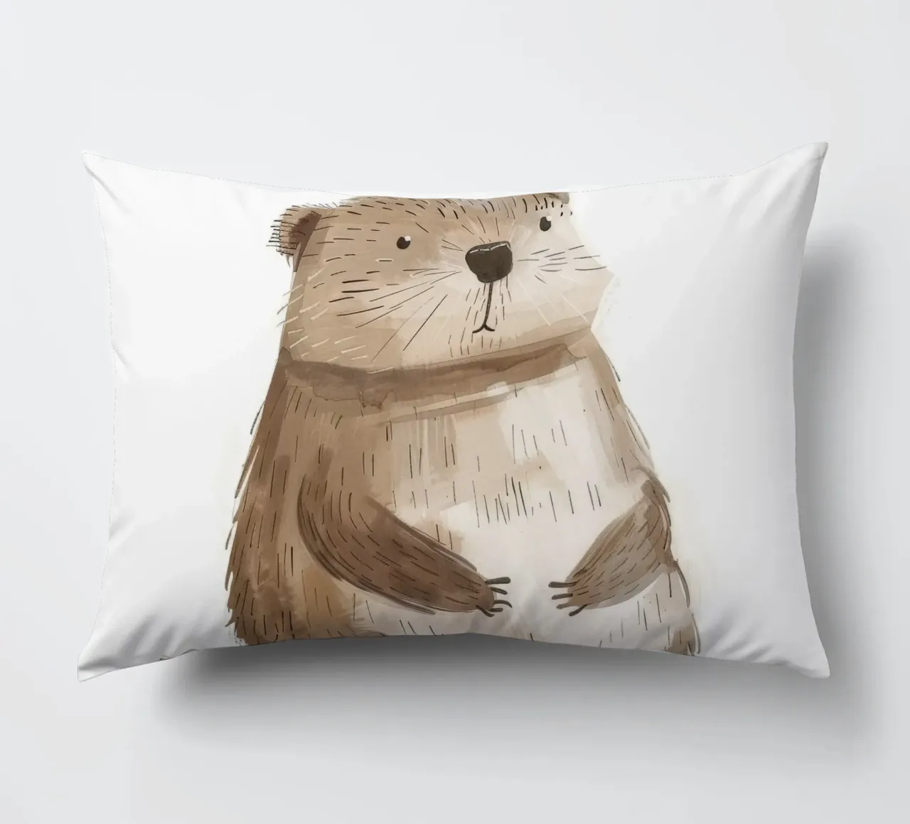 Illustrazione ad acquerello di un animale marmotta 3 cuscino da DesignDoodle