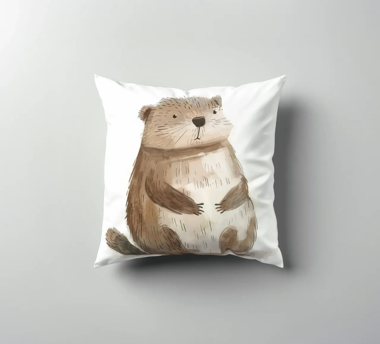 Illustrazione ad acquerello di un animale marmotta 3 cuscino da DesignDoodle