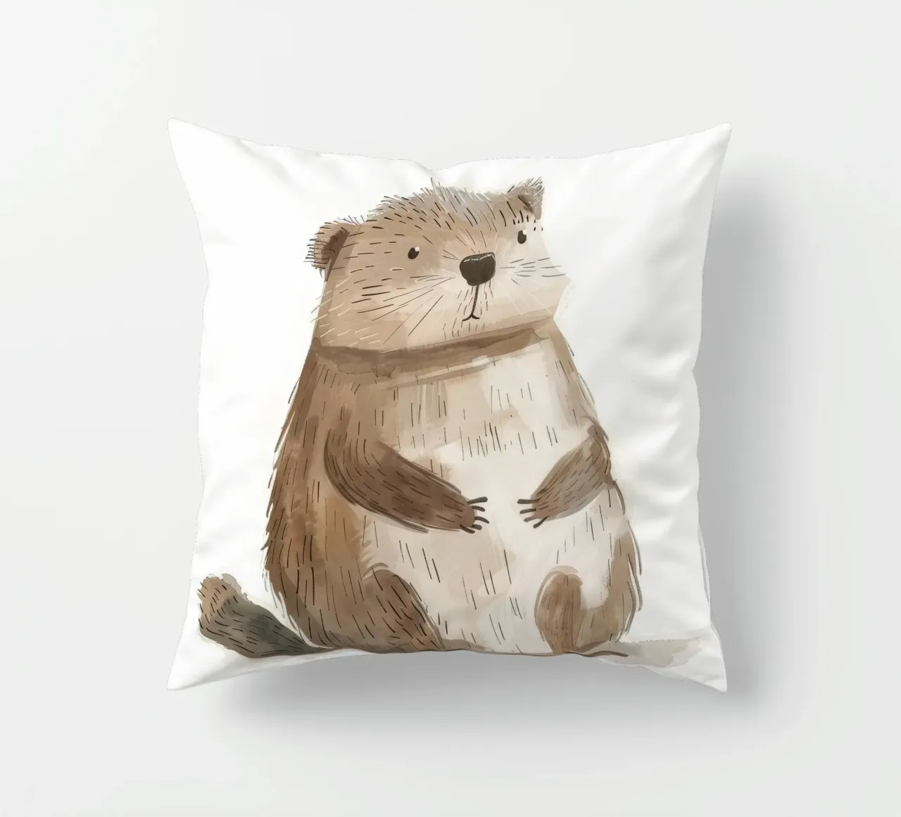 Illustrazione ad acquerello di un animale marmotta 3 cuscino da DesignDoodle