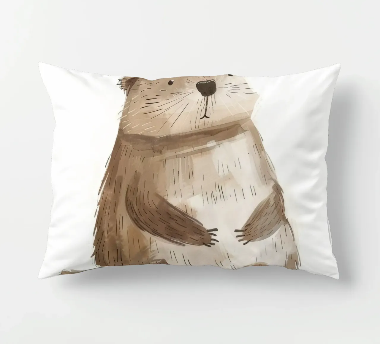 Illustrazione ad acquerello di un animale marmotta 3 cuscino da DesignDoodle