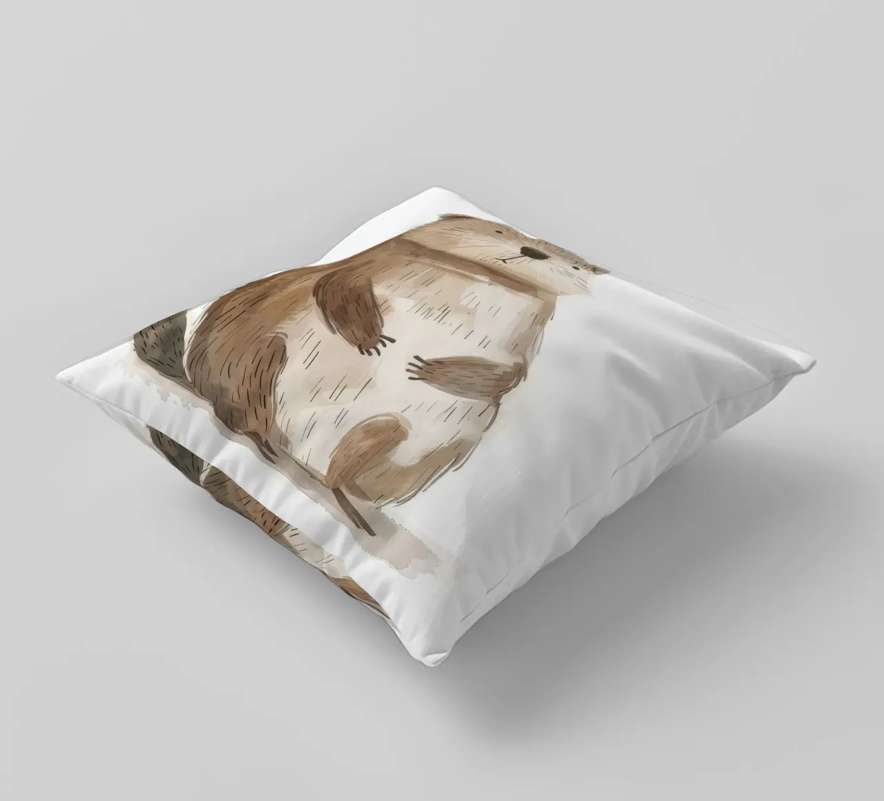 Illustrazione ad acquerello di un animale marmotta 3 cuscino da DesignDoodle