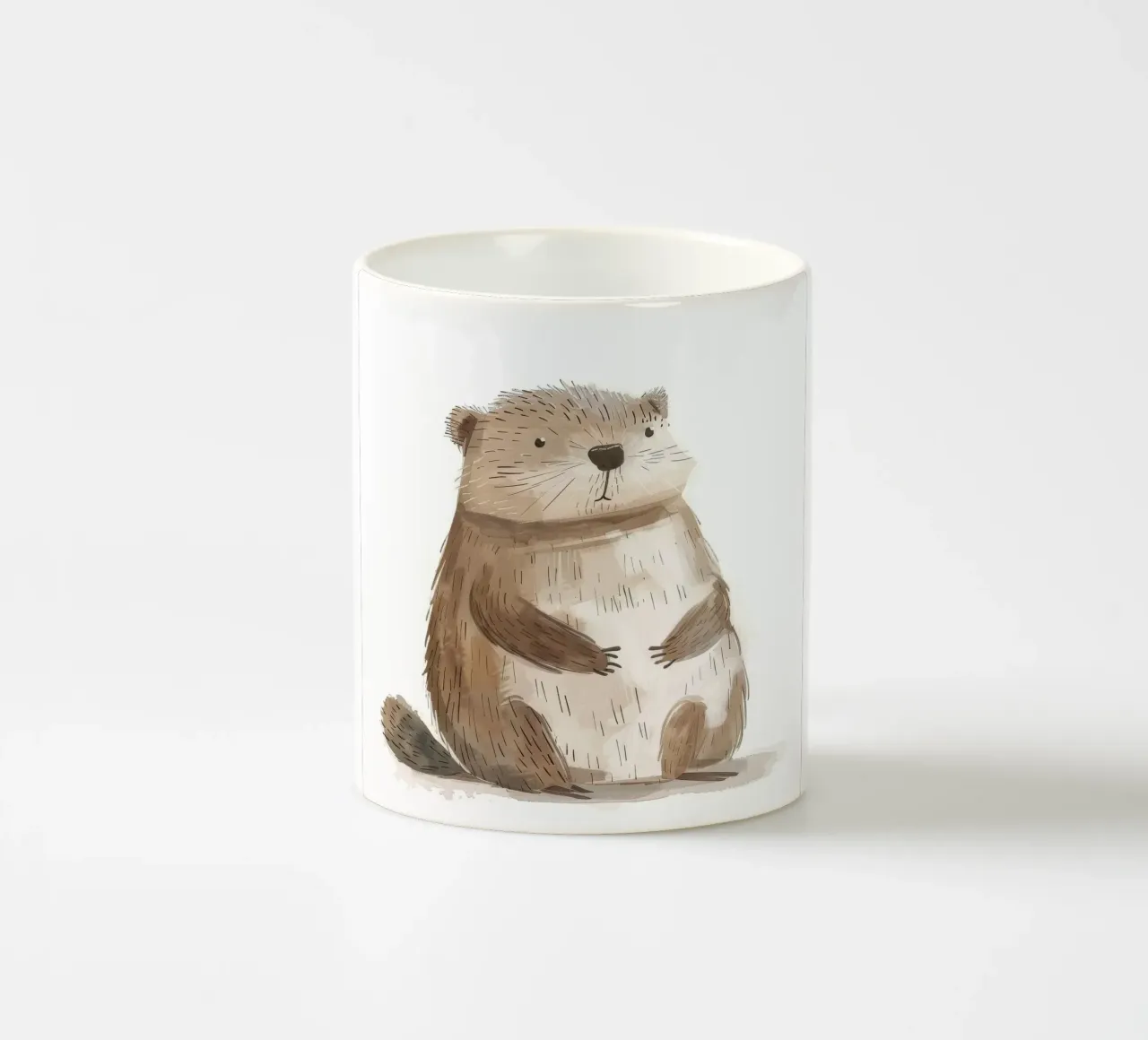 Illustrazione ad acquerello di un animale marmotta 3 tazza in ceramica da DesignDoodle
