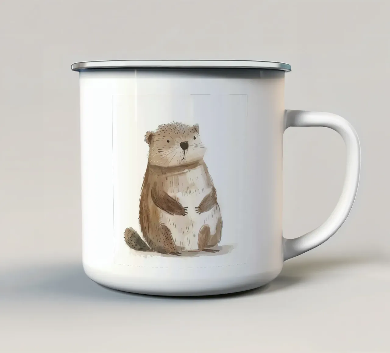 Illustrazione ad acquerello di un animale marmotta 3 tazza in smalto da DesignDoodle