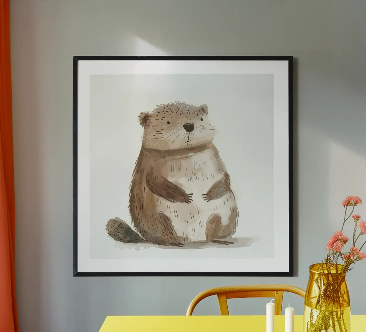 Illustrazione ad acquerello di un animale marmotta 3 poster da DesignDoodle