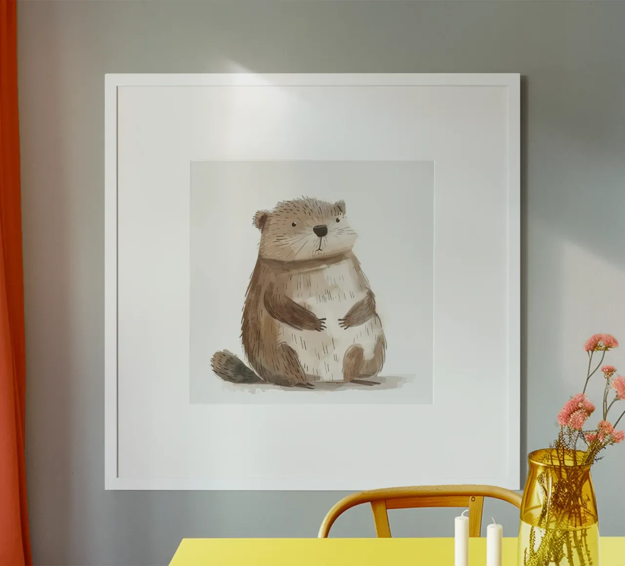 Illustrazione ad acquerello di un animale marmotta 3 poster da DesignDoodle