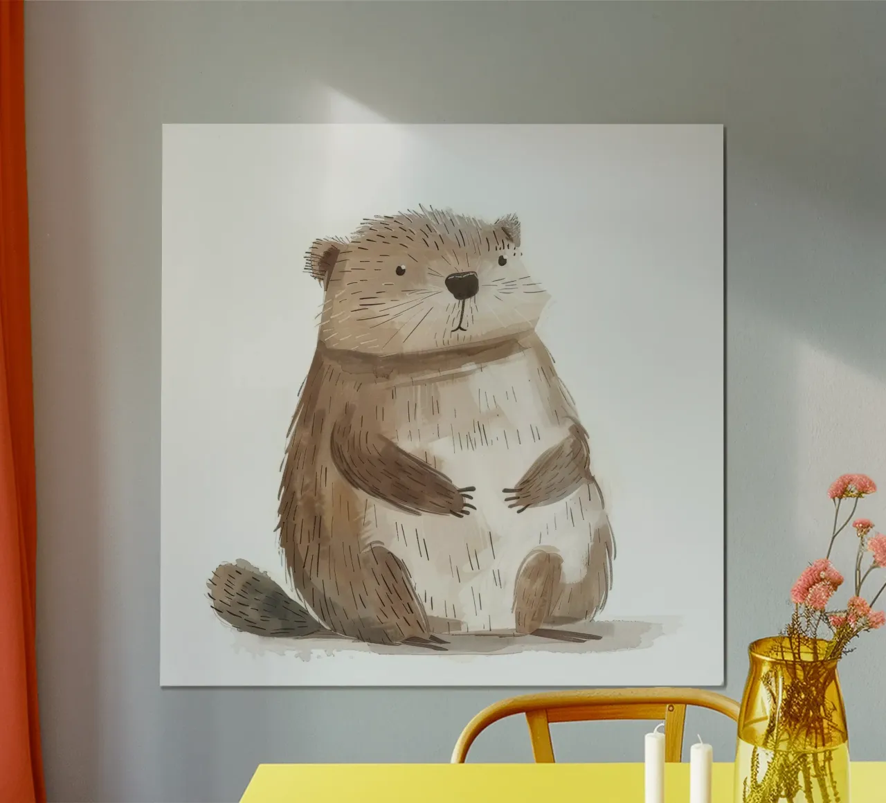 Illustrazione ad acquerello di un animale marmotta 3 poster da DesignDoodle