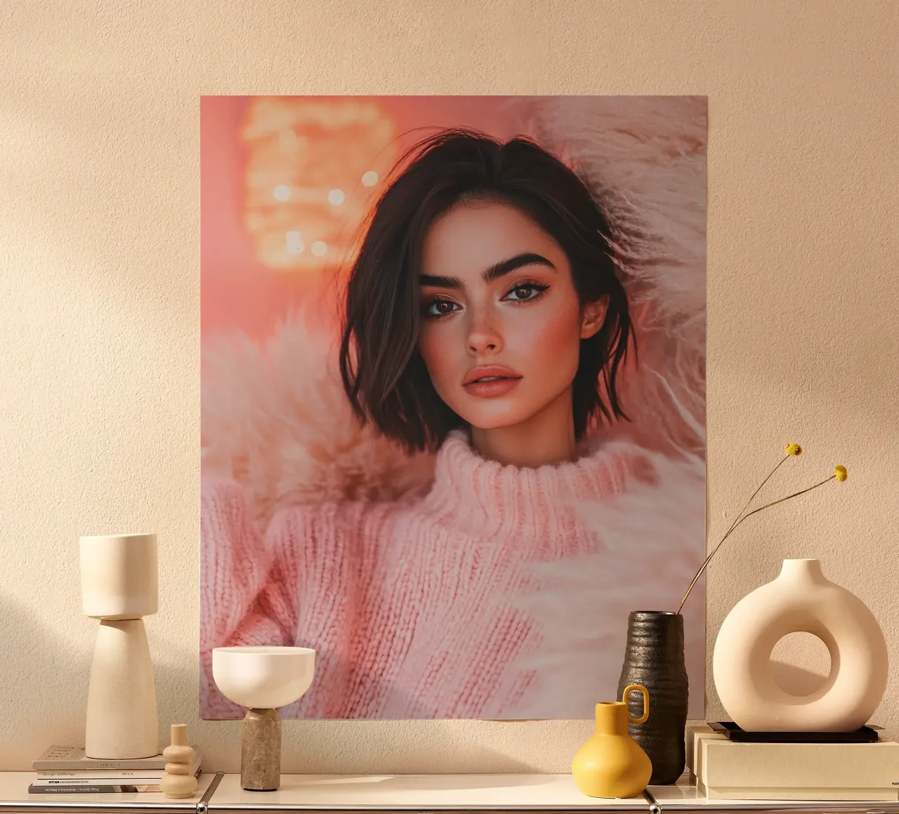 Blush Serenity poster con telaio in alluminio da PhotoVibe Decor