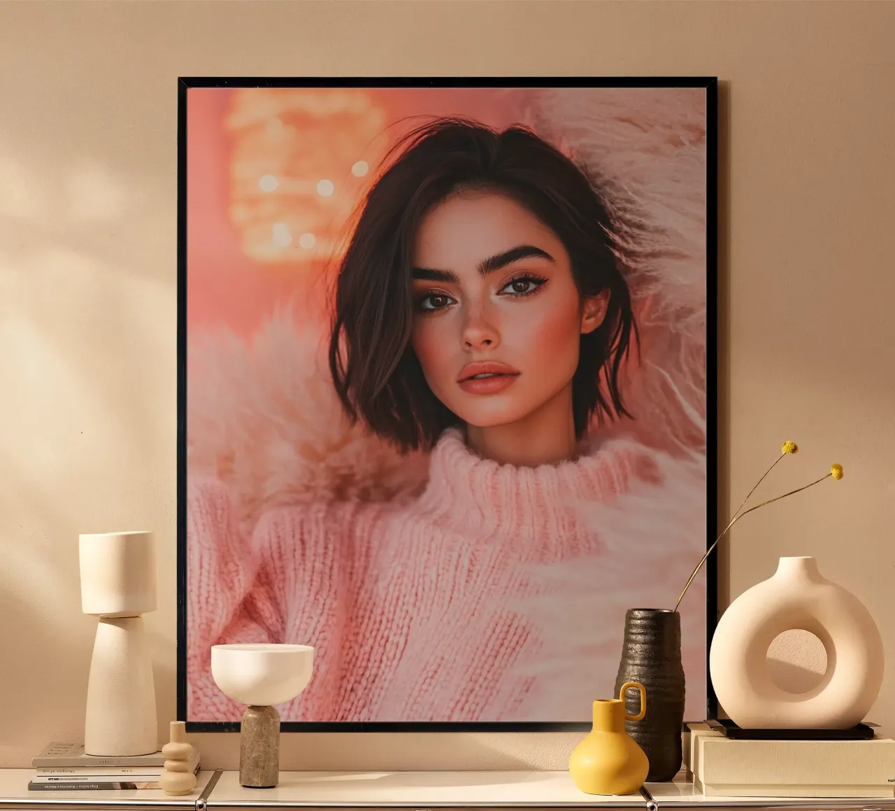 Blush Serenity poster con telaio in alluminio da PhotoVibe Decor