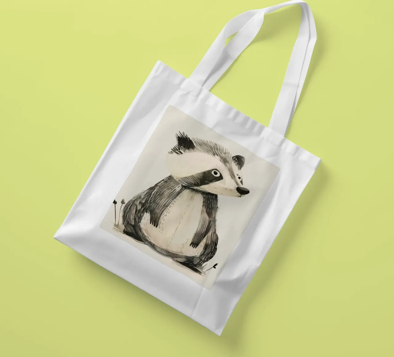 Illustrazione ad acquerello di un procione borsa in juta da DesignDoodle