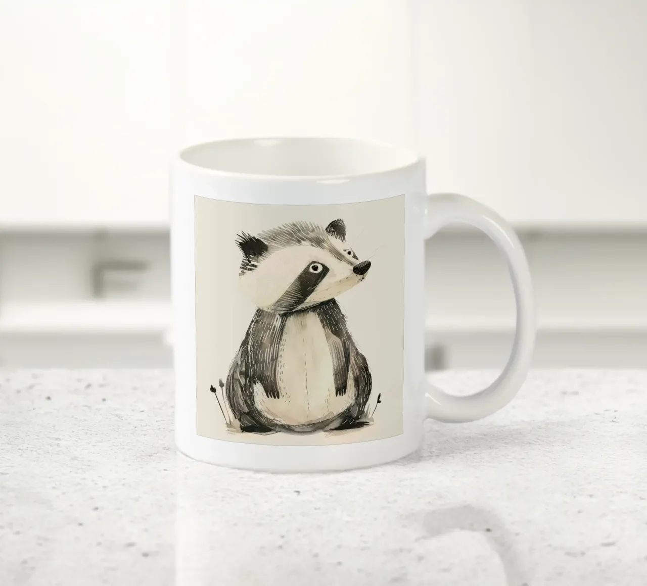 Watercolor Illustration of a Raccoon ceramic mug by DesignDoodle