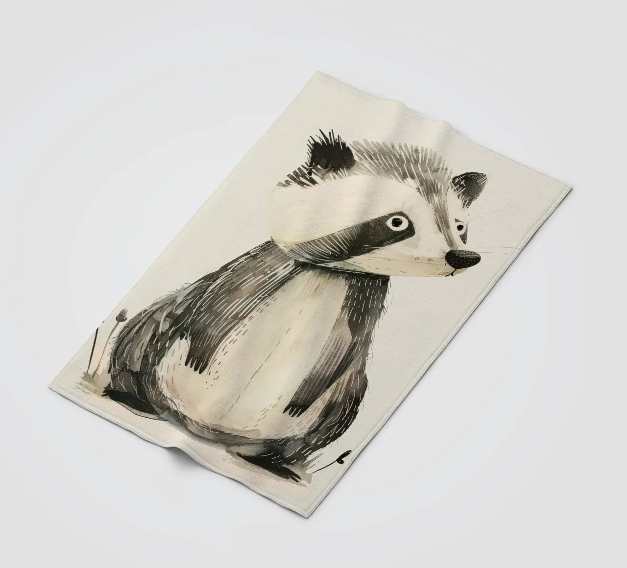 Illustrazione ad acquerello di un procione coperta in pile da DesignDoodle