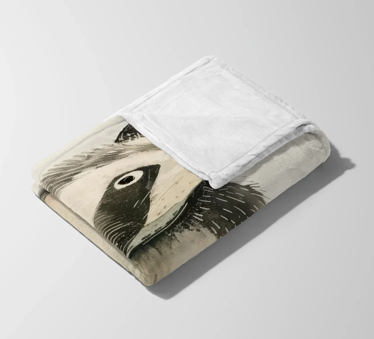 Illustrazione ad acquerello di un procione coperta in pile da DesignDoodle