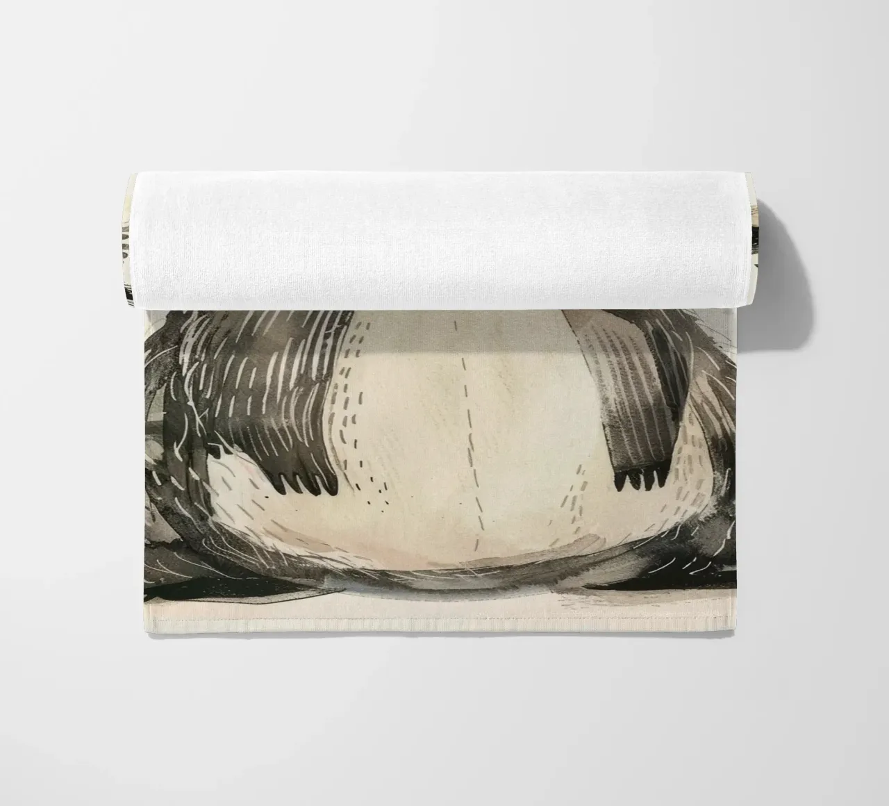 Illustrazione ad acquerello di un procione telo mare da DesignDoodle