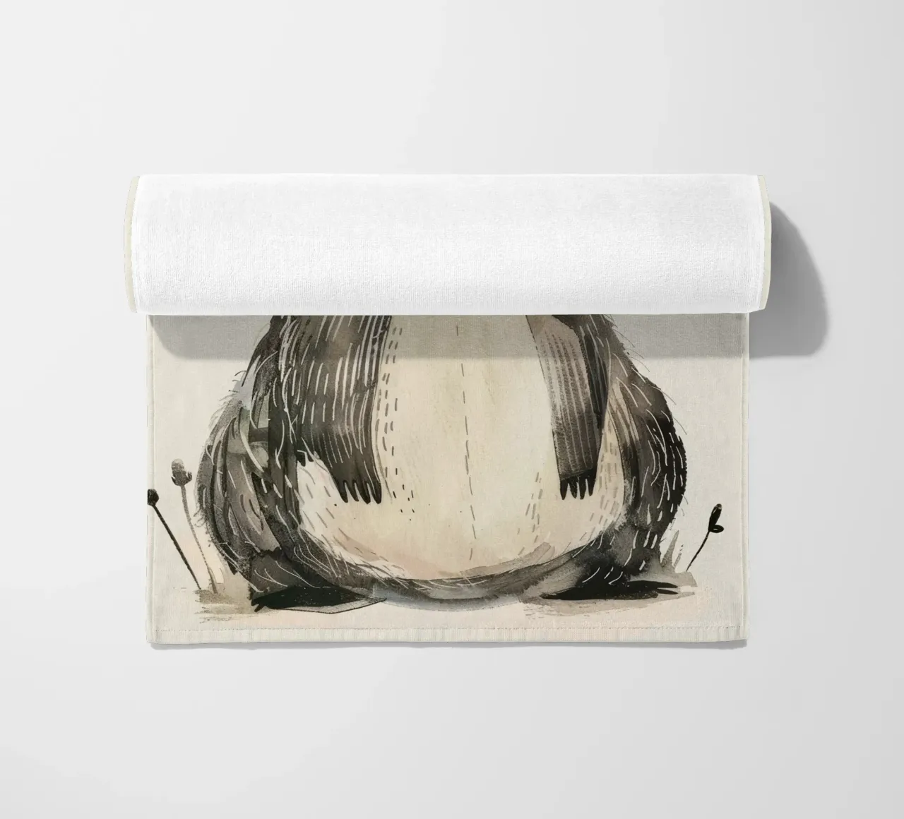 Illustrazione ad acquerello di un procione telo mare da DesignDoodle