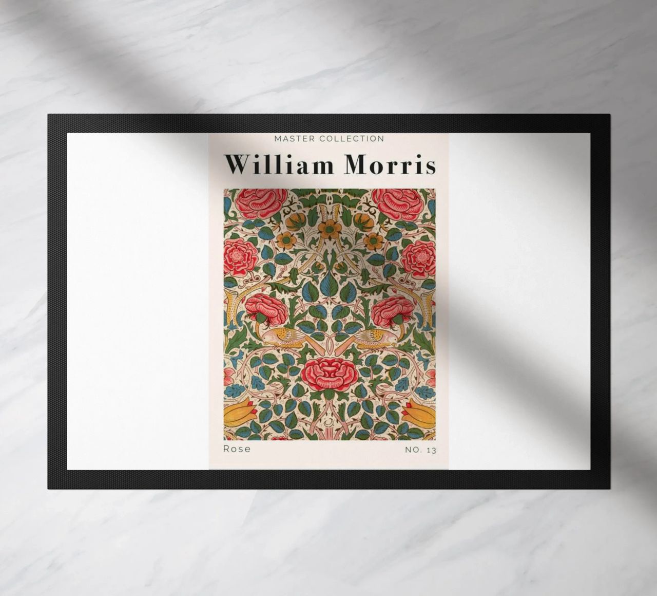 william morris-bellas rosas felpudo de william art